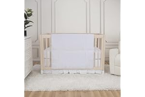 Trend Lab Simply White 3 Piece Crib Bedding Set, Sewn with Elegant Ruching, Includes Quilt, Fitted Crib Sheet and Skirt