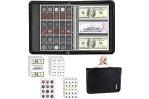 TRONIC MASTER Coin Collection Book Holder Organizer - 410 Pockets Coins Collection Supplies Album for Collector 36 Sleeves Money Storage Case Fireproof Coin Currency Collection Bill Pennies Cash Black