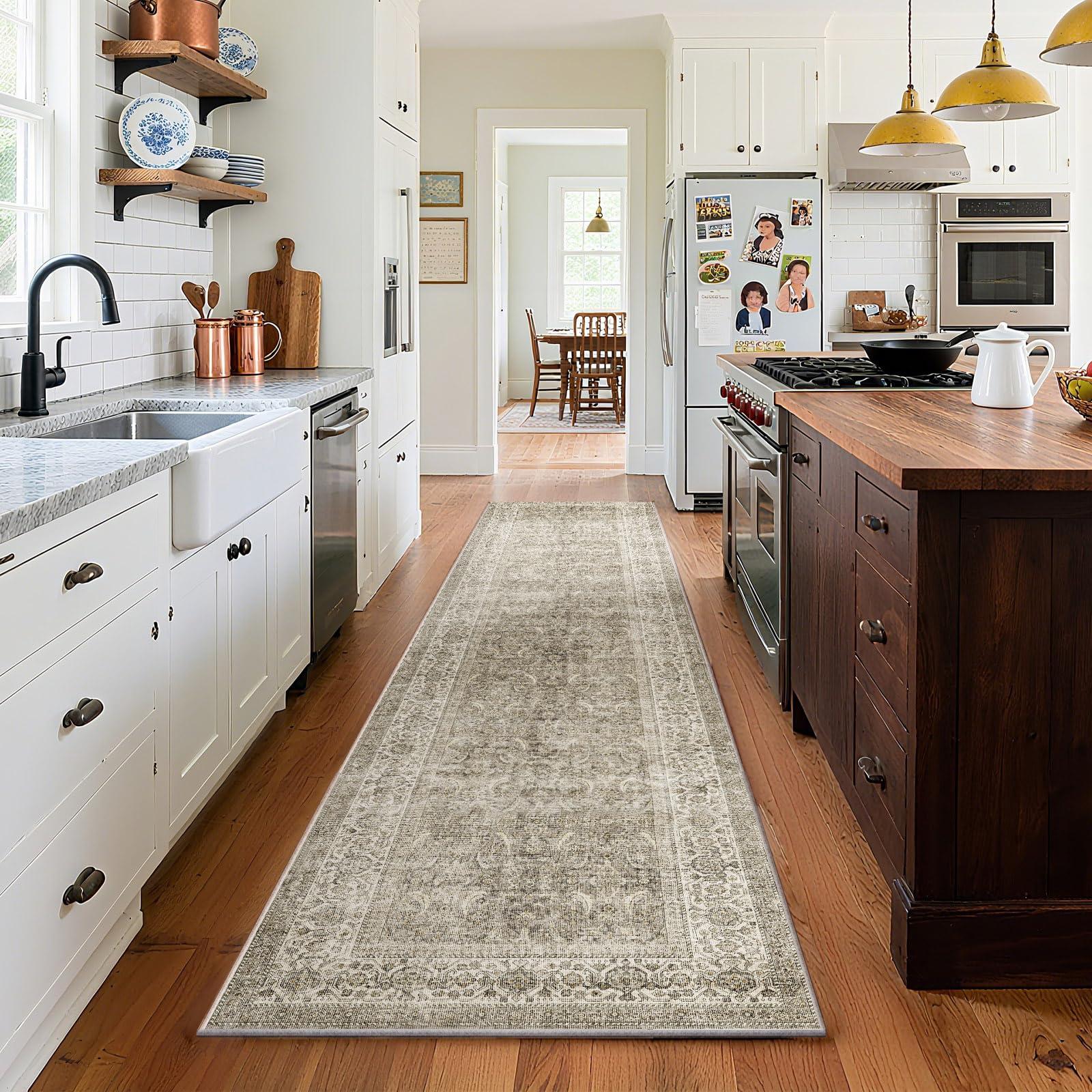 Washable Runners for Hallways Kitchen Rug: 2'x10' Runner Rugs Stain Resistant Non Slip Low Pile Soft Carpet Runners for Hallways Bedroom Entryway Indoor Beside Bathroom Laundry Room Image