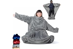 EZRALLORA Giant Blanket with Sleeves and Foot Pocket -Patent Pending- Dorm Gamer Gifts - Premium Gifts for Dad Who Wants Nothing