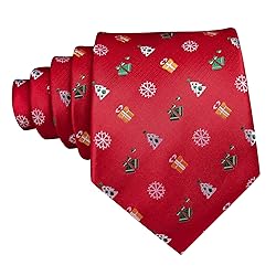 Barry.Wang Mens Christmas Tie Set Red Green White