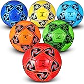 Deekin 6 Pcs Soccer Ball Bulk with Pump Official Size Indoor Outdoor Sport Soccer Gift for Kids Teen Adult Practice Game Back to School