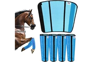 TAILNERY Fly Boots for Horses Set of 4 - Edge-Curved Design for Optimal Fit, Non-Sag Dual Stay System, Breathable Mesh for Comfort, Reduces Stomping & Fatigue (Medium to Large, Blue)