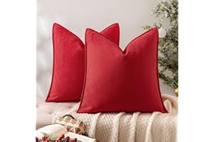 MIULEE Pack of 2 Christmas Red Decorative Pillow Covers 20x20 Inch Soft Chenille Luxurious Couch Throw Pillows Farmhouse Cushion Covers with Elegant Design for Sofa Bedroom Living Room Home Decor