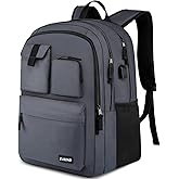 ZUBOND Backpack for Men & Women, Backpacks for School Teen Boys & Girl, Student Bookbag 15.6 inch Laptop Compartment with USB Charging Port for High Middle School, Black Travel Casual Bag