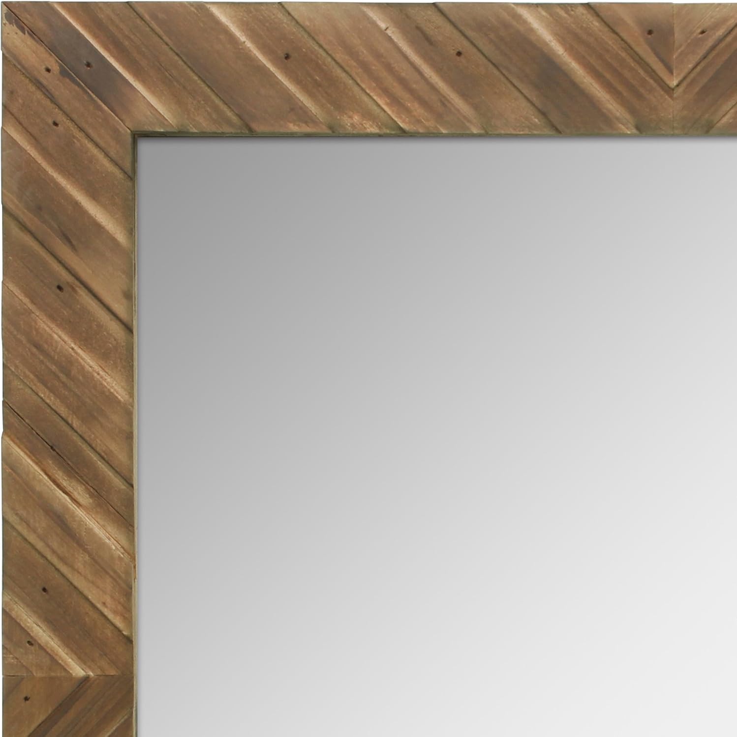 Stonebriar Square Textured Wooden Chevron Hanging Wall Mirror with Attached Mounting Brackets, Rustic Decor Accents for the Bathroom, Living Room, Bedroom, Office, and Hallway: Home & Kitchen