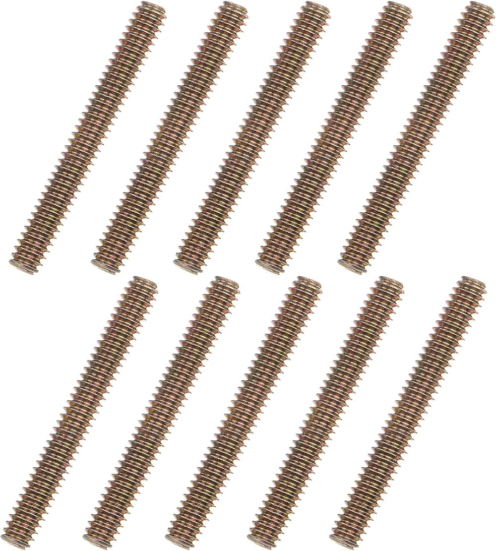 sourcing map 10pk Color Zinc 1/4-20 2" Fully Threaded Rod Carbon Steel
