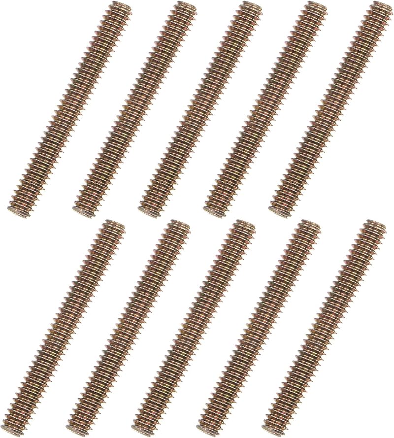 sourcing map 10pk Color Zinc 1/4-20 2" Fully Threaded Rod Carbon Steel