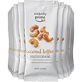 Amazon Brand - Wickedly Prime Roasted Cashews, Coconut Toffee, Snack Pack, 1.5 Ounce (Pack of 15) Package May Vary