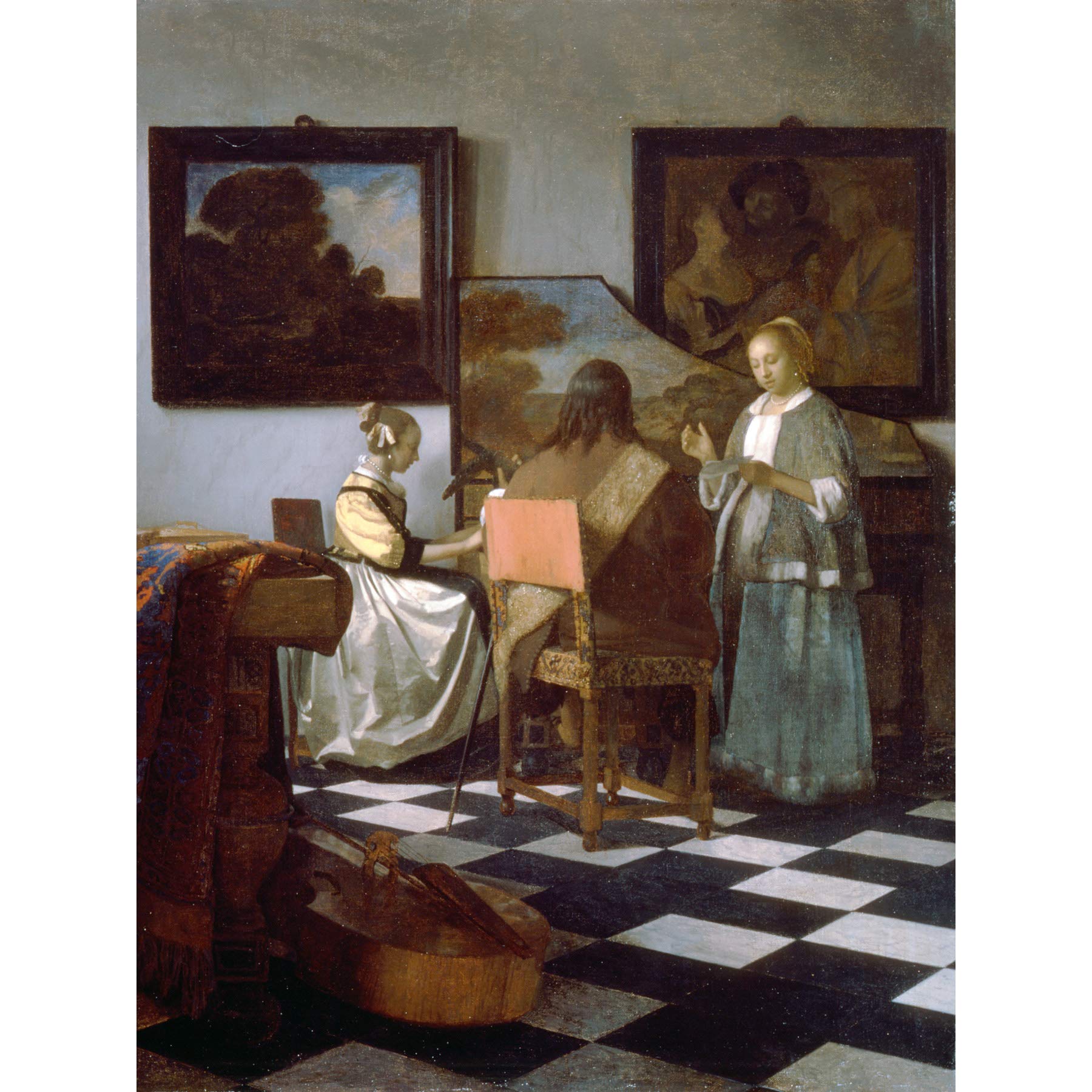 Artery8 Vermeer The Concert Music Painting Large Wall Art Poster Print Thick Paper 18X24 Inch