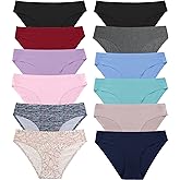 FINETOO 12Pack Womens Seamless Underwear No Show Cheeky Panties Invisibles Briefs Soft Stretch Bikini Hipster XS-XL