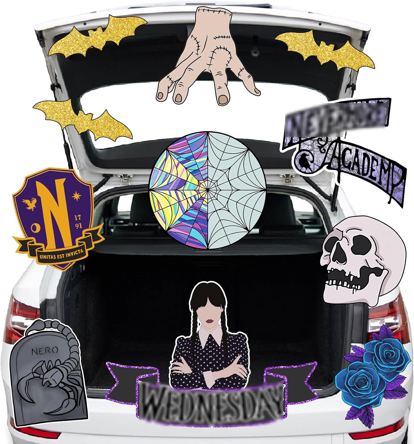 Garage Door Decorations - Halloween Trunk or Treat Car Decoration Kit, PVC Outdoor Halloween Garage Door Decorations