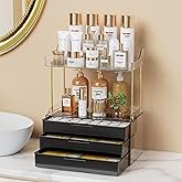 Anylady Bathroom Organizers and Storage, Makeup Organizer (Sturdy Durable Attractive), Ideal for Vanity, Countertop, Counter, Perfume, Skincare, Cabinet, Cosmetic, Dresser Organizer (deep black)