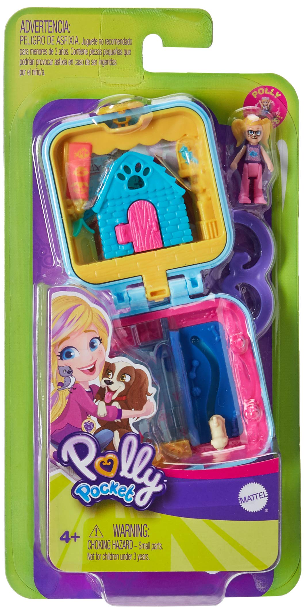 Polly Pocket Pet Center Compact with Removable Doghouse, Surprise Reveals, Photo Customization, Micro Doll with 5 Movable Joints, Great Gift for Ages 4 Years Old & Up