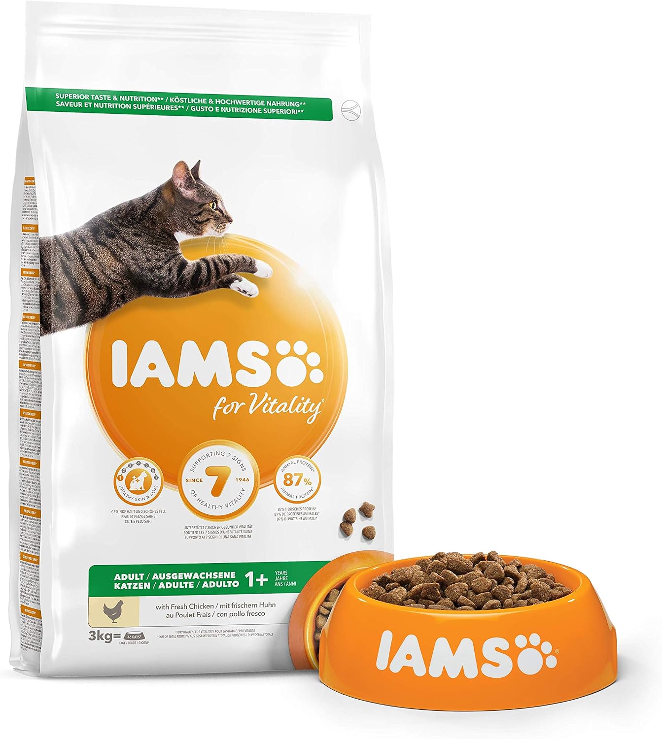 IAMS Adult Complete Dry Cat Food Chicken 3kg - Supports Strong Immune System, Fresh Chicken, 3 kg (Pack of 1) - Image 3