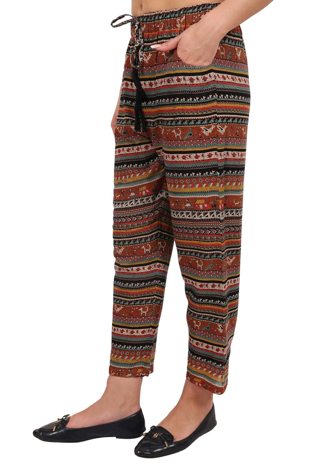 9teenagain women's rayon printed nightwear pajama(multicolor)