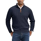 JEMLDL Men's Quarter Zip Pullover Sweaters Cable Knit Texture Slim Fit Mock Neck Sweaters