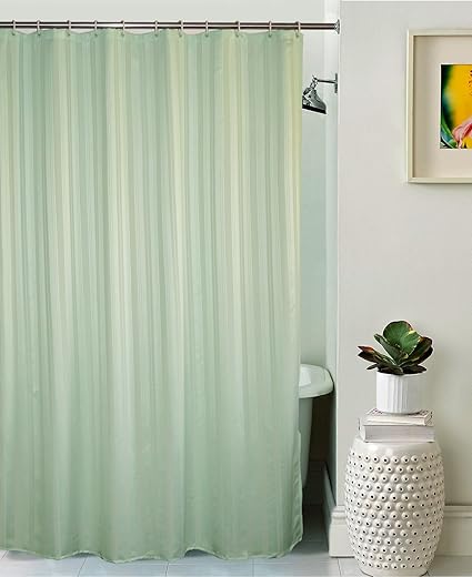Lushomes Unidyed Polyester Shower Curtain with 12 Plastic Eyelets (Light Green)