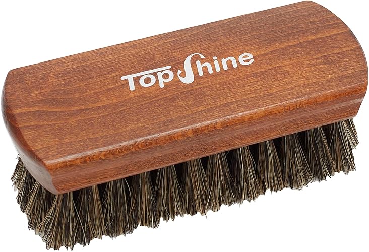 TopShine Professional Shoe Brushes 100 Horsehair Brush For Leather