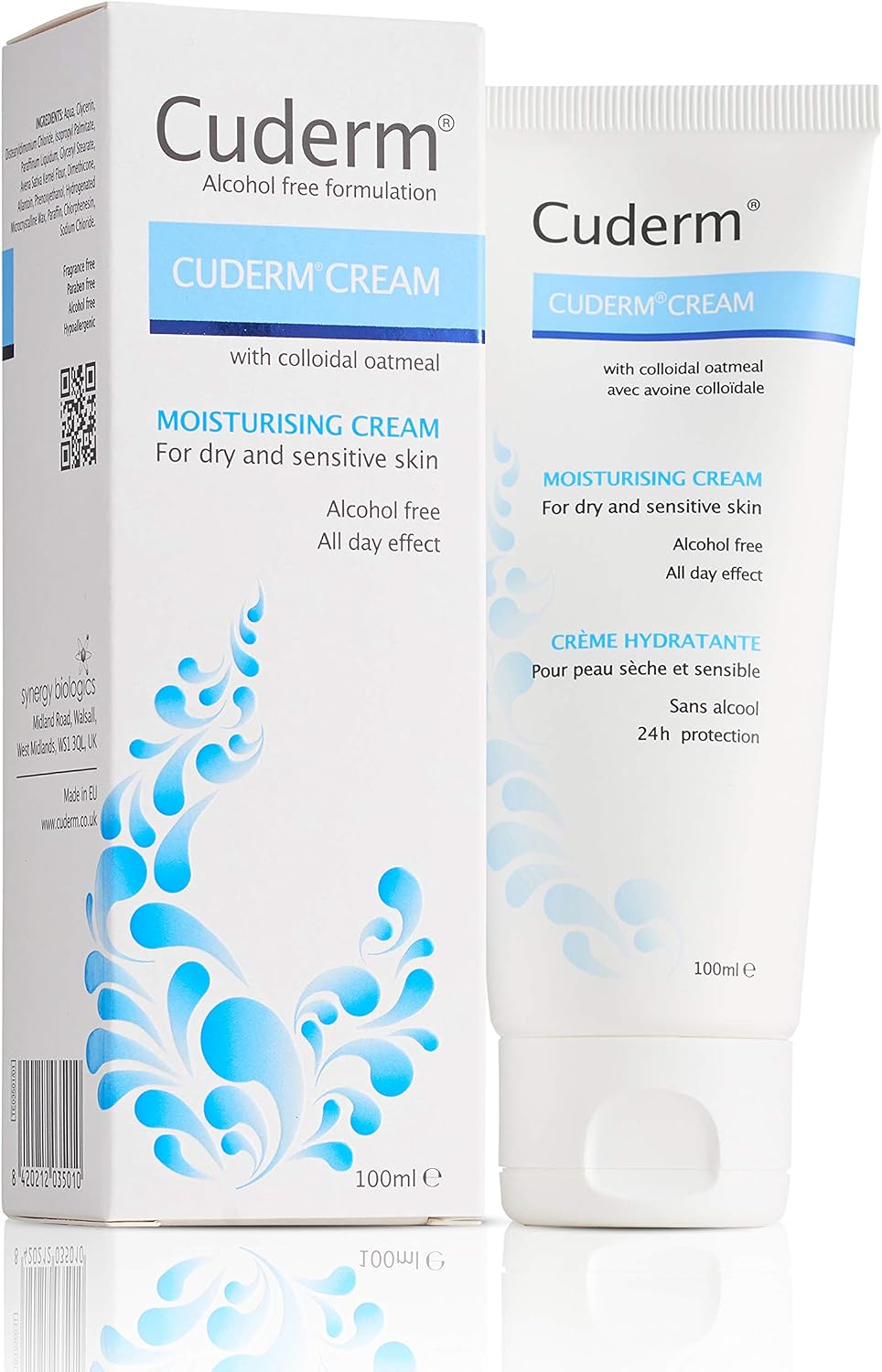 Cuderm Cream 100ml Alcohol Free Moisturiser for Dry Skin & Eczema, 100 ml (Pack of 1)