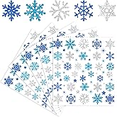Whaline 330Pcs Winter Glitter Stickers 3 Colors Snowflake Decals Christmas Self Adhesive Stickers for DIY Crafts Home Party Greeting Cards Making Scrapbooking Decor, 10 Sheets
