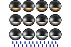 CLOUDY BAY [12 Pack] 3CCT Low Voltage LED Deck Lights Outdoor,2700K/3500K/5000K Selectable,Landscape Step Stair Railing Fence Light Wired,3W,12V-24V AC/DC Deck Lighting Fixtures