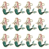 JJG 30 pcs Mermaid Charms Gold Tone Enamel Charms Pendant DIY for Necklace Bracelet Earring Jewelry Making