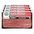Pederson’s Farms, Uncured Hickory Smoked Beef Bacon (4 Pack, Use/Freeze) 10oz ea – (Chopped & Formed), Gluten Free, No Nitrates or Nitrites, Made in the US. Cooking Instructions Provided