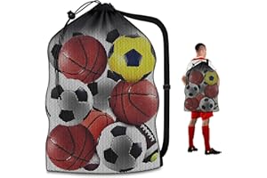 RUIFEN Large Sports Ball Bag - Breathable Mesh Basketball Football Volleyball Storage, Extra Large Sports Equipment Bag, Dura