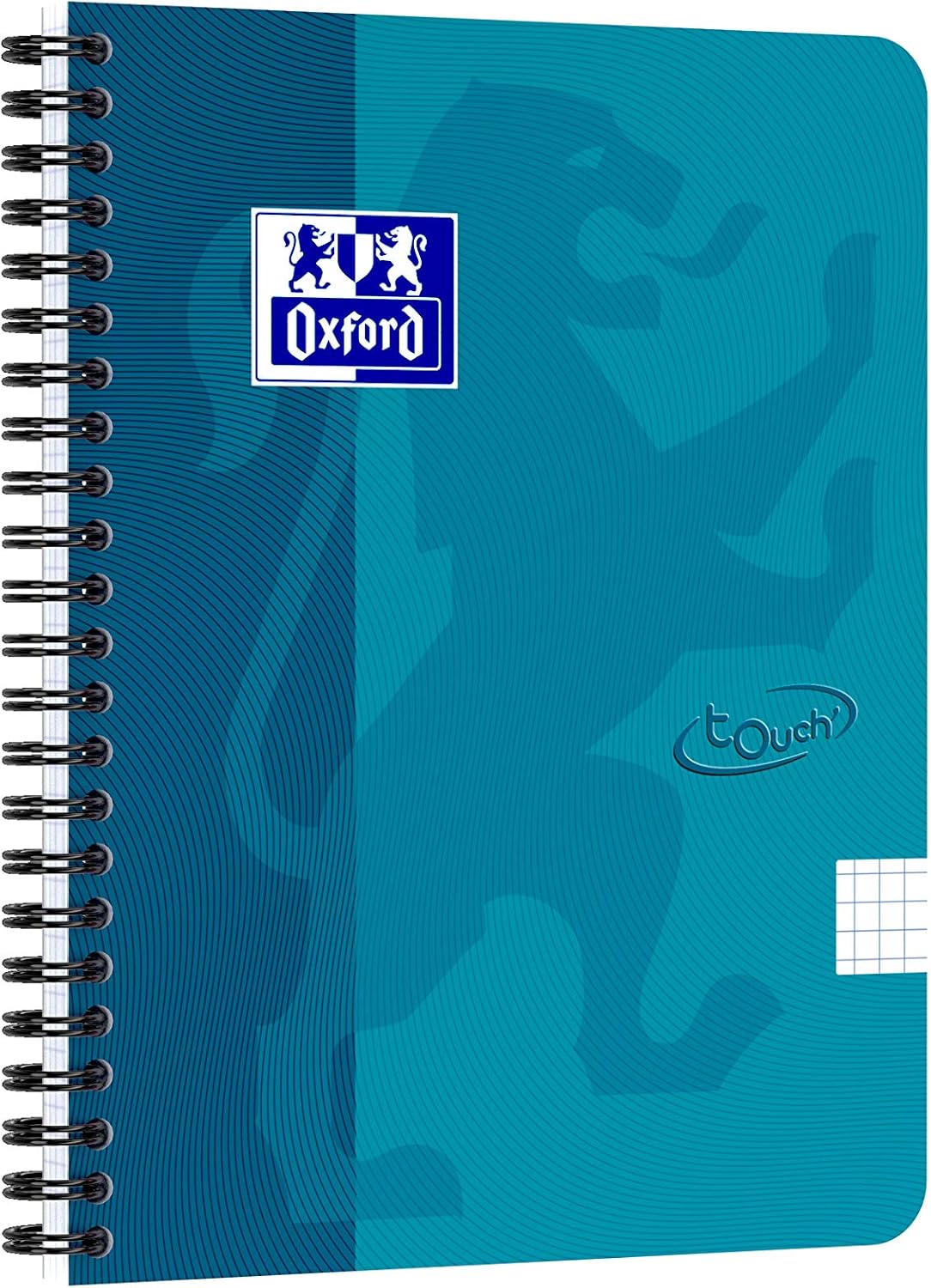 Oxford 400104100 Touch Spiral-Bound Pad Aqua A5 Squared 5 mm 140 Pages 90 g Flexible Cardboard Cover Pack of 5