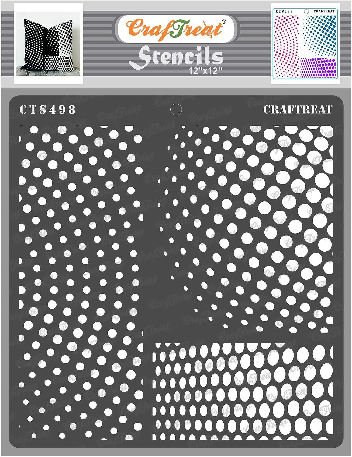 CrafTreat Reusable Polka Dot Stencil for Painting on Wood Wall, Tile, Canvas, Paper, Fabric and Floor