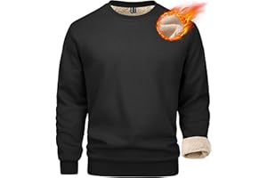 MAGCOMSEN Men's Sherpa Lined Sweatshirts Fleece Pullover Basic Tops Warm Crewneck Winter Sweatshirt