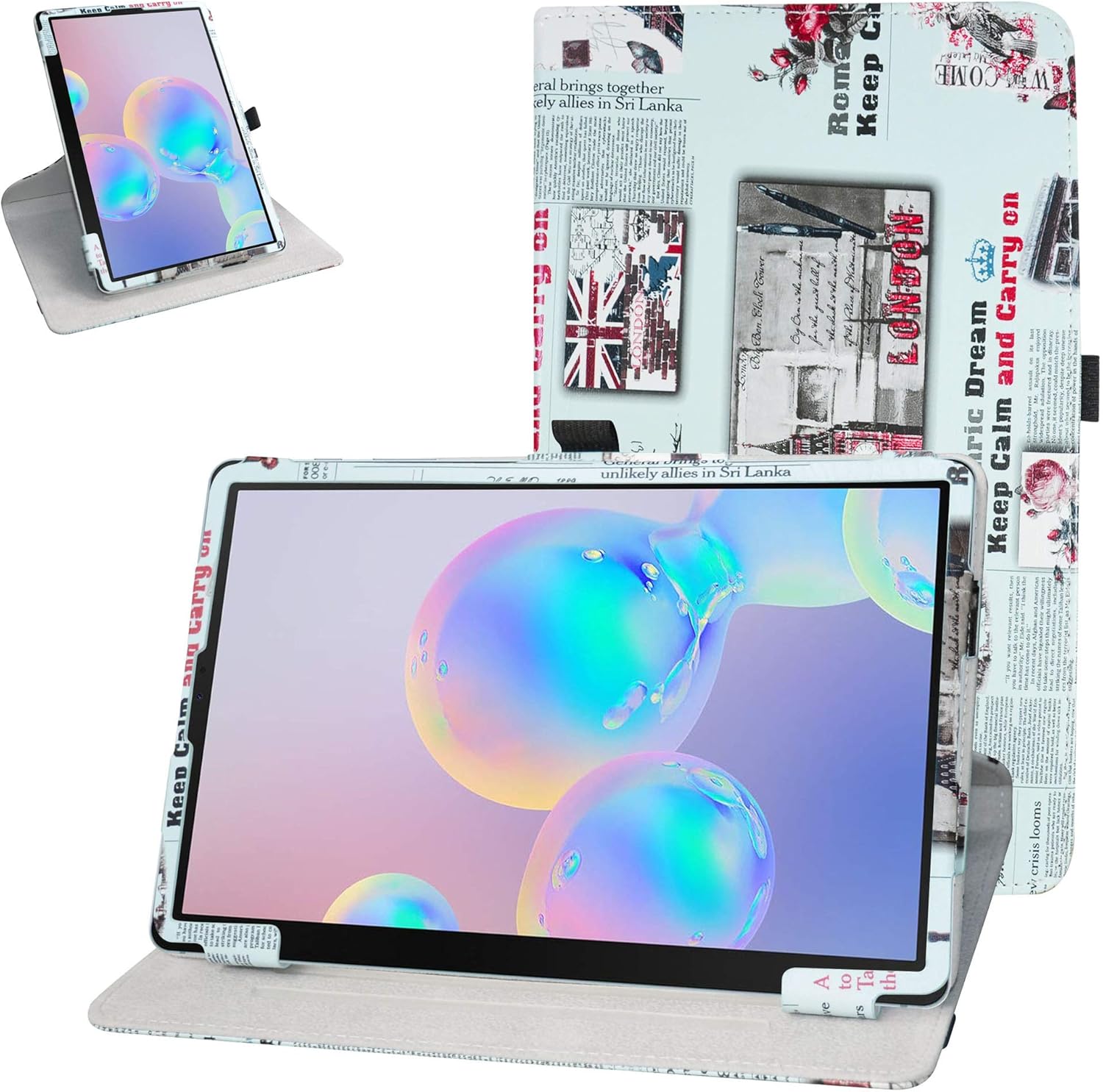 Galaxy Tab S6 Rotating Case Bige 360 Degree Rotary Stand With Cute Pattern Cover For 10 5 Samsung Galaxy Tab S6 T860 T865 Tablet Newspaper