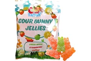 Sarah's Candy Factory Easter Mix Sour Bunny Jelly Gummy Candy, 1 Oz (8 Pack) Single Serve Snack Packs, Fun in Every 1 oz Bag, Green Apple,Strawberry and Orange Flavor