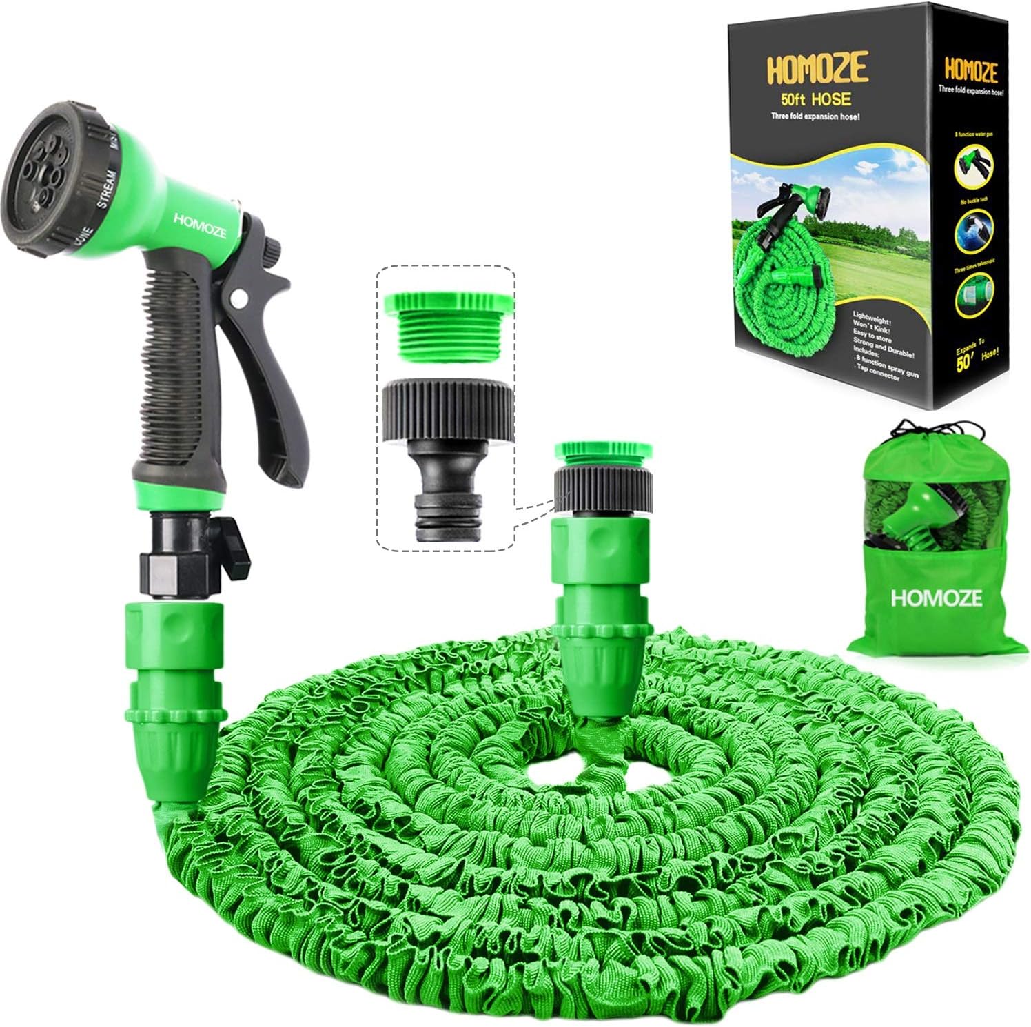 Garden Hose Pipe Expandable Garden Hose with 3/4", 1/2" Fittings, Anti-Leakage
