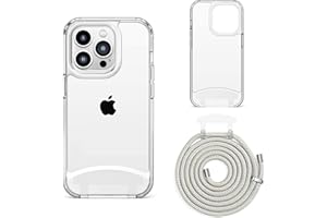 Lawonda Designed for iPhone 13 Clear Case with Strap Crossbody Adjustable Neck Lanyard Rope Shockproof Protective Phone Transparent Case (Clear, for iPhone 13 Pro Max)