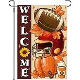 Newwiee Fall Thanksgiving Garden Flag Double Sided 12 x 18 Inch Autumn Welcome Burlap Yard Flag with Pumpkin Maple Leaves Football Milkshake&pinecone – Seasonal Outdoor Decor for Porch Lawn Backyard