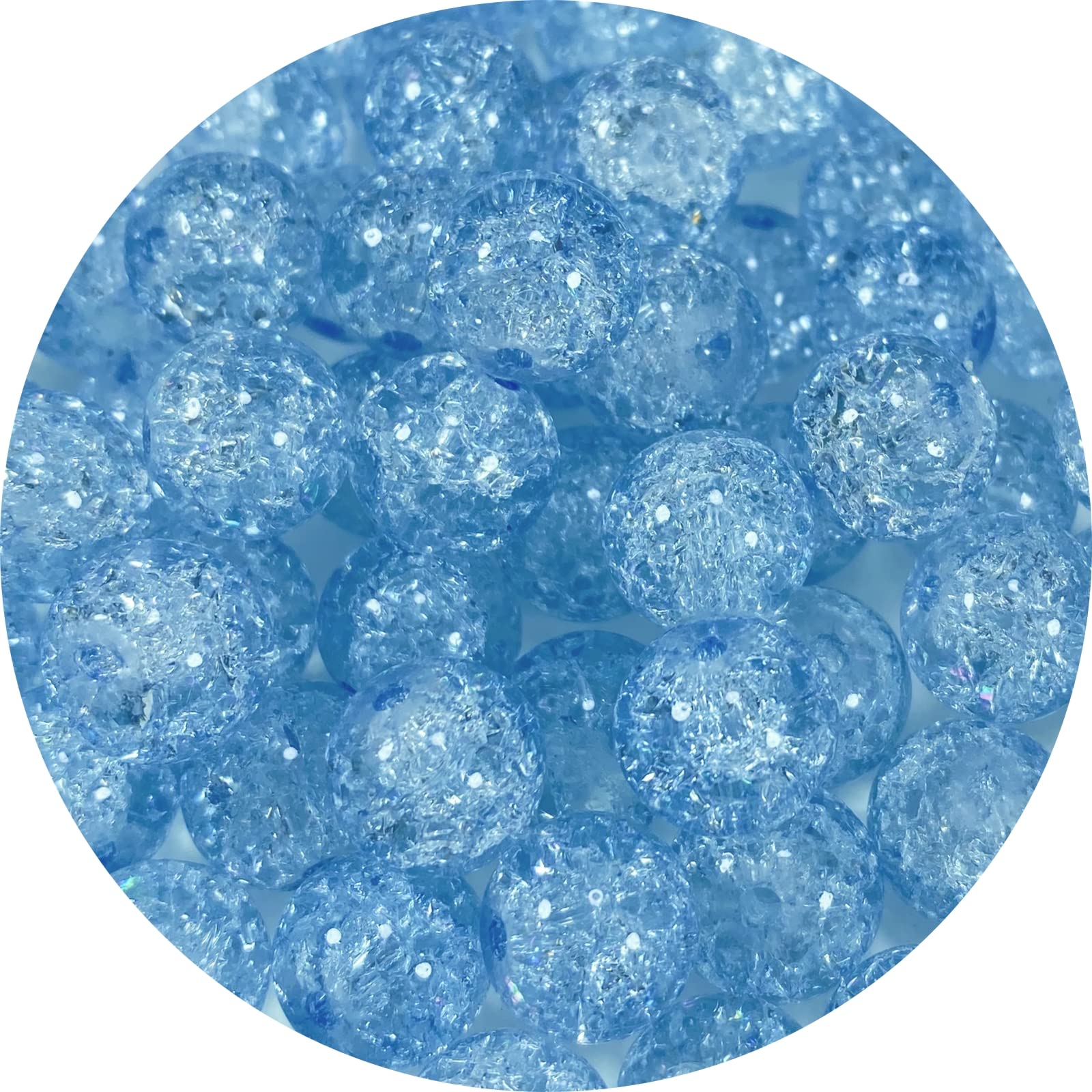 Photo 1 of 100pcs Crackle Glass Beads 10mm Round Crystal Glass Spacer Crafts Beads for Jewelry Making Necklace Bracelet Earrings DIY Crafts(Azure)