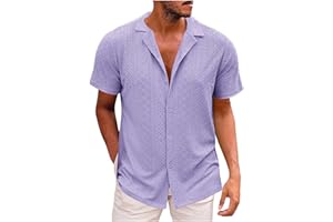 JXSOYEN Hawaiian Shirt for Men Button Down Shirts Short Sleeve Men Summer Tops Holiday Beach Shirt 2024 Cotton Linen Shirt