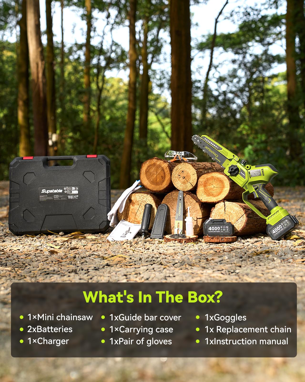 8 und 6 Zoll Mini Kettensäge,1300W Astsäge mit 8000mAh Batterie, Akku Säge mit Automatischem Öler und Werkzeugloser Kettenspannung, Kompatible mit Makita Akku 18V, Einhand Kettensäge für Holz, Ast 8