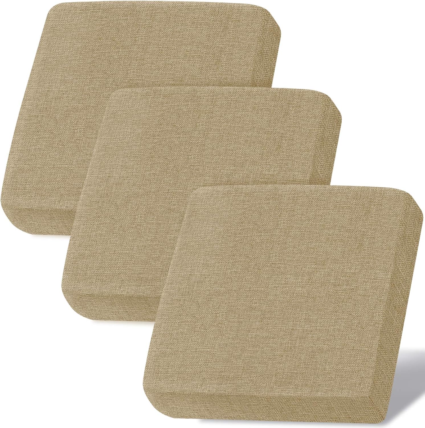 Naturoom Linen Couch Cushion Covers, Sofa Cover Sofa Furniture Protector Slipcover with Bottom Velcro, Soft Non-Slip Non-Wrinkle Non-Sticky Suitable for Chair Bench Settee Seat（Khaki，3 Pieces）