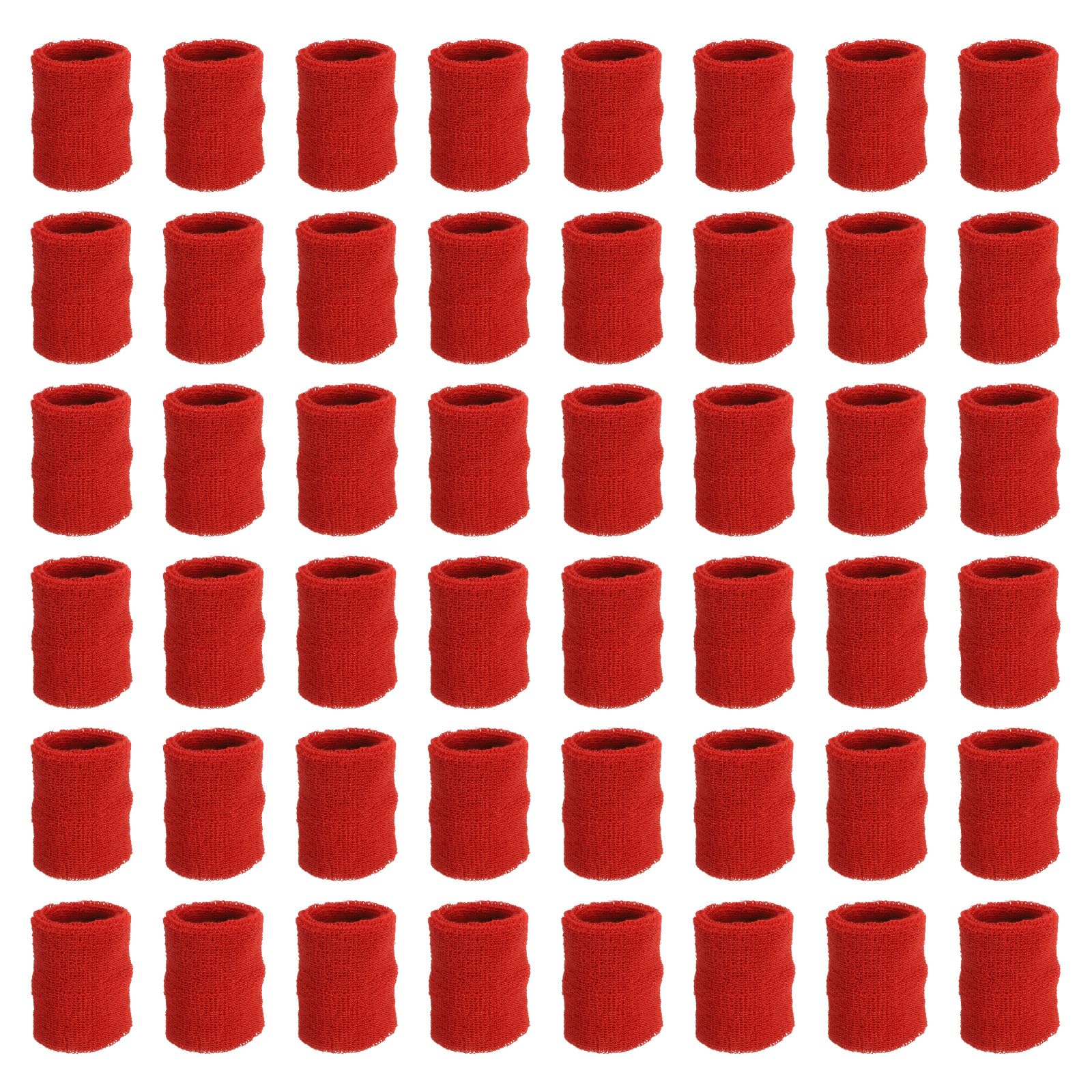 PATIKIL Sports Wristbands, 48 Pack Athletic Cotton Terry Cloth Absorbent Wrist Sweatband for Tennis Basketball Working Out Running, Red