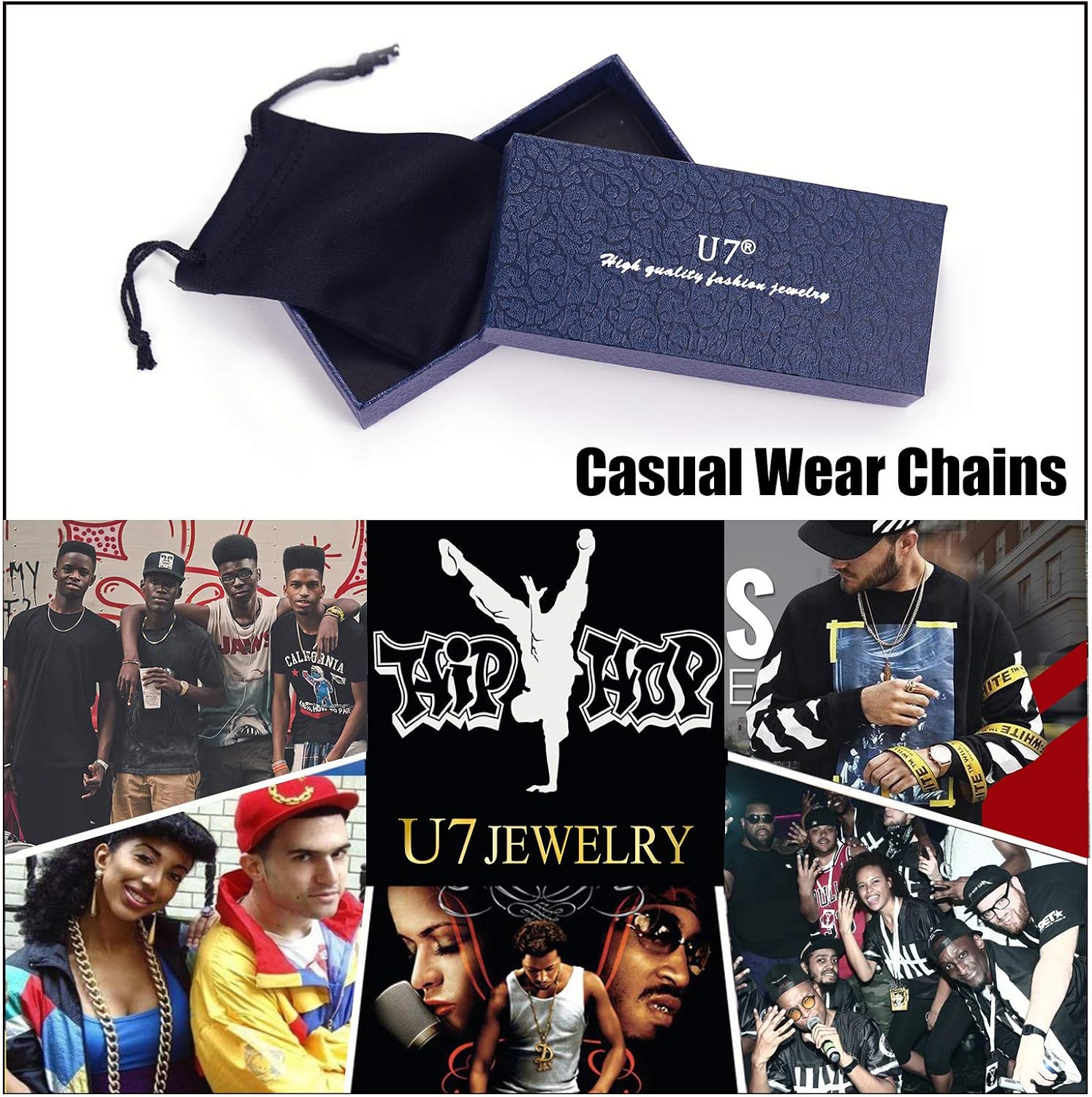 U7 Boys Necklace Preminum Fashion Jewelry Stainless Steel 3mm Wide Figaro Chain for Pendant, 18" | 