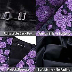 Barry.Wang Mens Suit Vest Purple Flower Silk