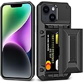 SAMONPOW for iPhone 14 Case Wallet with Card Holder [4 Cards] & Stand & Military-Grade Drop Protection Heavy Duty Shockproof Hidden Card Slot Wallet Phone Case for iPhone 14 for Women Men, Black
