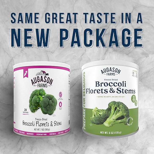 FREEZE DRIED BROCCOLI FLORETS AND STEMS EMERGENCY FOOD SUPPLY, 34 SERVINGS, 30 YEAR SHELF LIFE, GOOD SOURCE OF VITAMIN C – DEHYDRATED MEALS, SURVIVAL FOOD CAMPING ESSENTIALS CAN