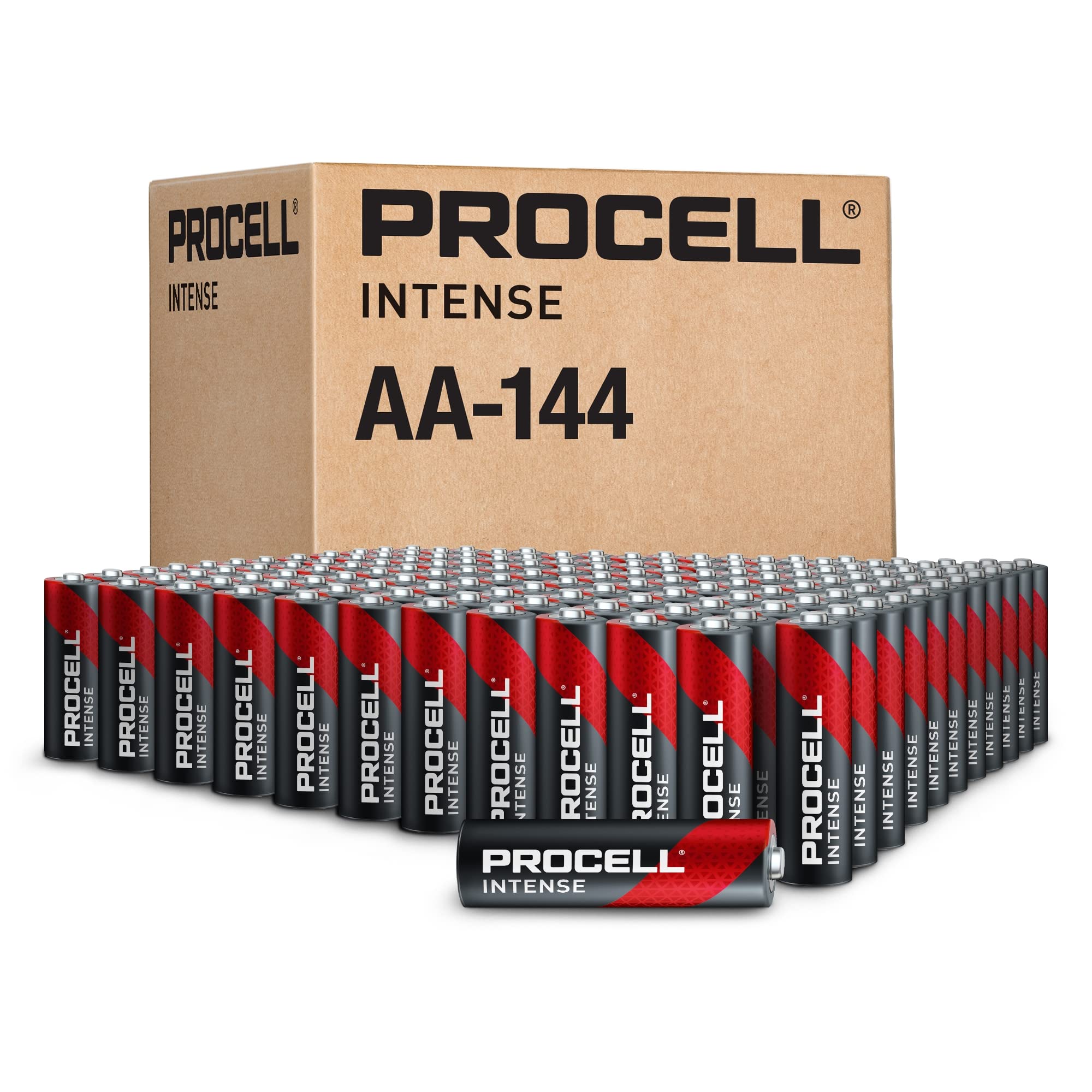 PROCELL Intense AA High-Performance Alkaline Batteries (144 Pack), 10-Year Shelf Life, Bulk Value Pack for High Power Professional Devices