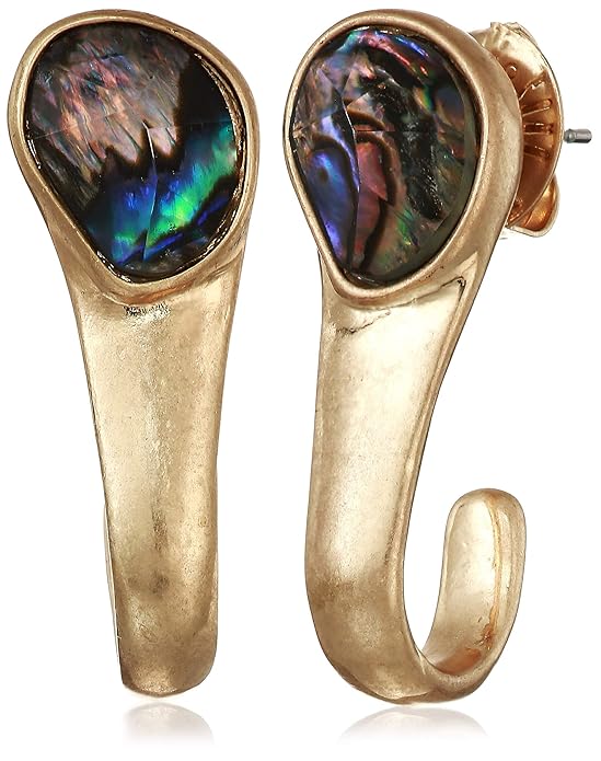 Robert Lee Morris Soho Women's Abalone Stone Curved Stick Earrings, One Size