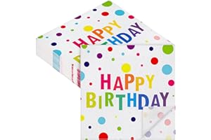 Aodaer 48 Pieces Happy Birthday Paper Napkins Disposable Rainbow Napkins Colorful Cocktail Dinner Napkin Set 13" x 13" Unfolded Tableware Napkin for Rainbow Party Supplies Birthday Party Decoration