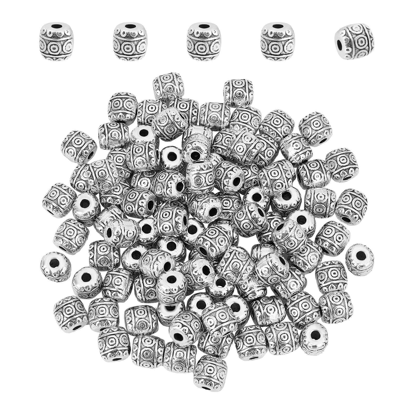 NBEADS 100 Pcs Alloy Beads, Tibetan Style Beads 6mm Spacer Beads for Jewelry Making